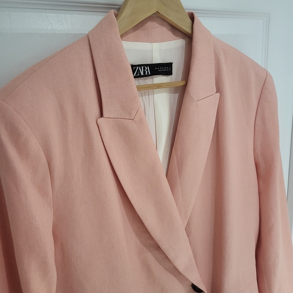 NWT Zara Double Breasted Linen Blend Blazer - Picture 6 of 13